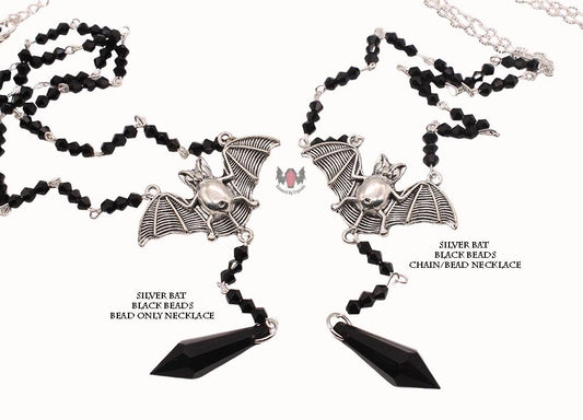 Vampire Bat Gothic Beaded Long Rosary Necklace
