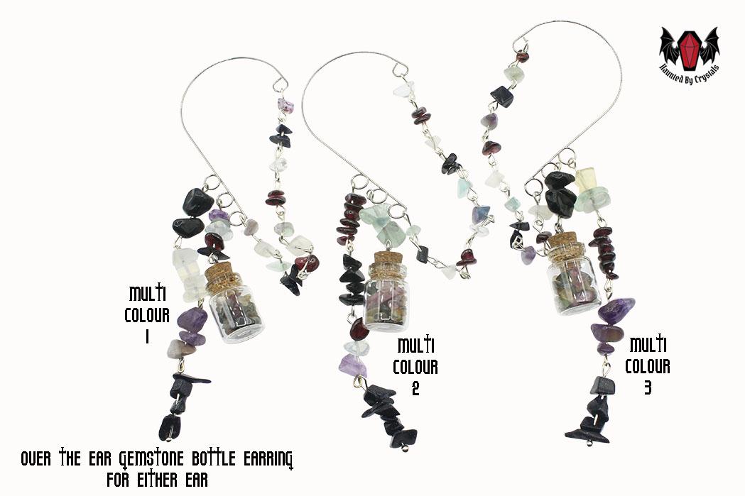 Gothic Over Ear Gem Bottle Mini Earring (Red, Black, Yellow, Purple, Grey, Multi)