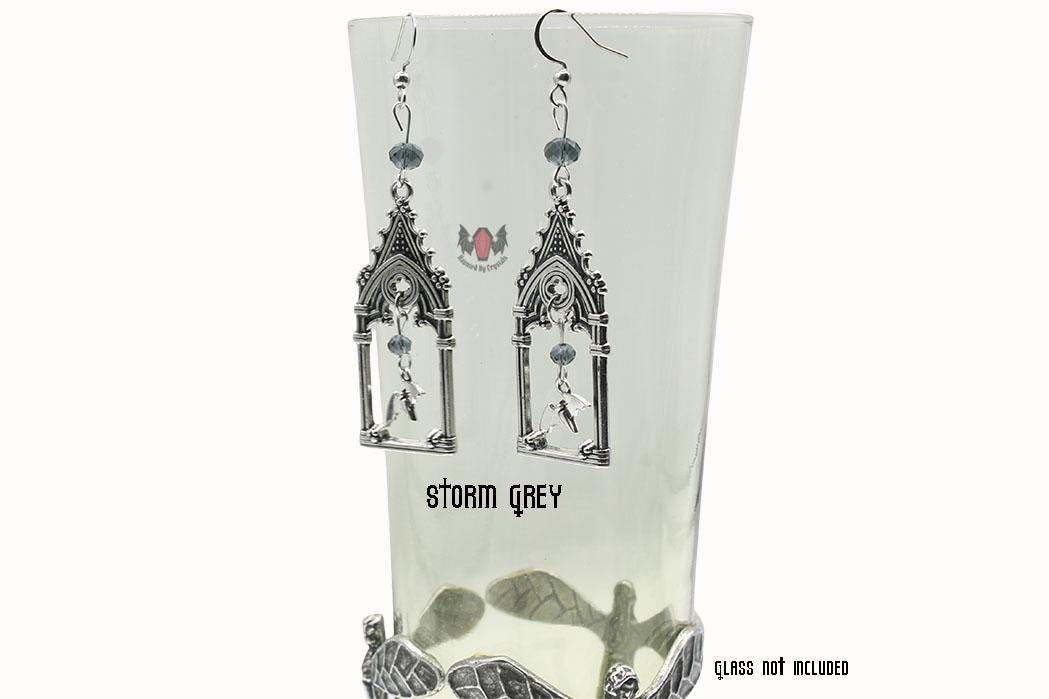 Gothic Cathedral Frame Bat Earrings