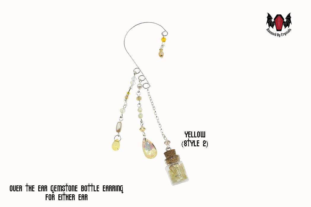 Gothic Over Ear Gem Bottle Mini Earring (Red, Black, Yellow, Purple, Grey, Multi)
