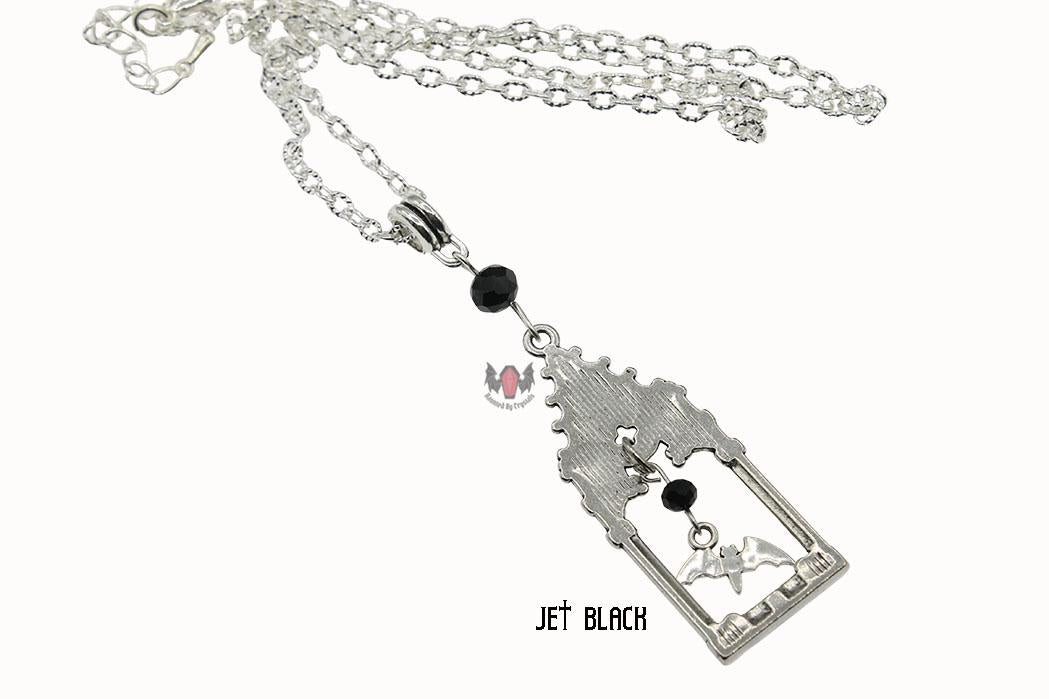 Gothic Cathedral Frame Bat Necklace