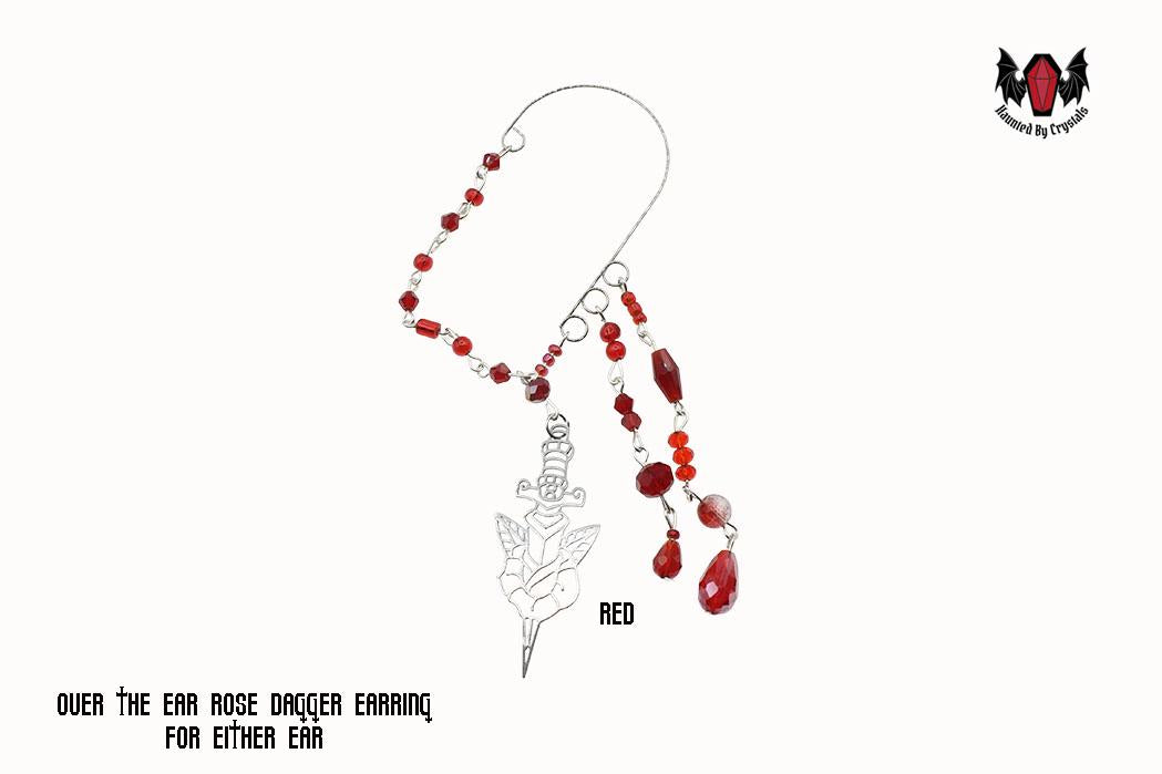 Gothic Rose Dagger Over Ear Earring