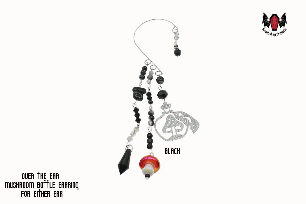 Gothic Mushroom Bottle Over Ear Earring
