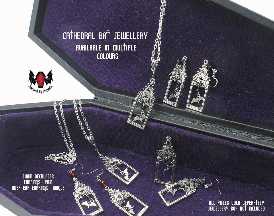Gothic Cathedral Frame Bat Necklace