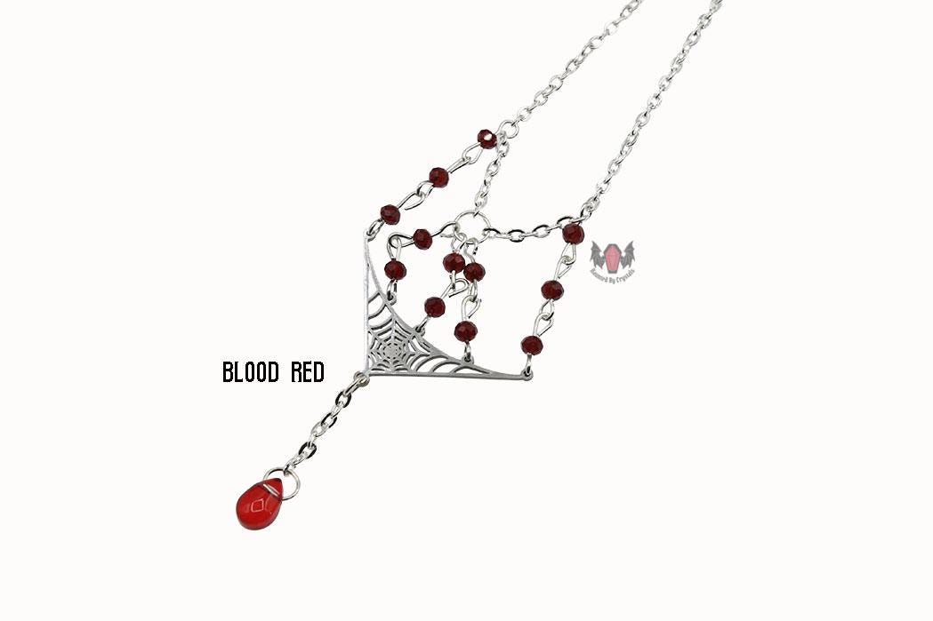Gothic Spiderweb Dropper Necklace