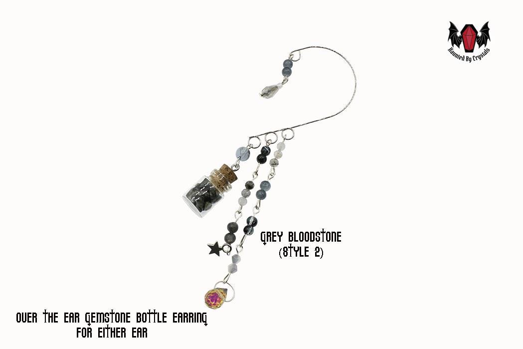 Gothic Over Ear Gem Bottle Mini Earring (Red, Black, Yellow, Purple, Grey, Multi)