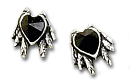 Black Heart Studs Earrings E208 Alchemy Gothic