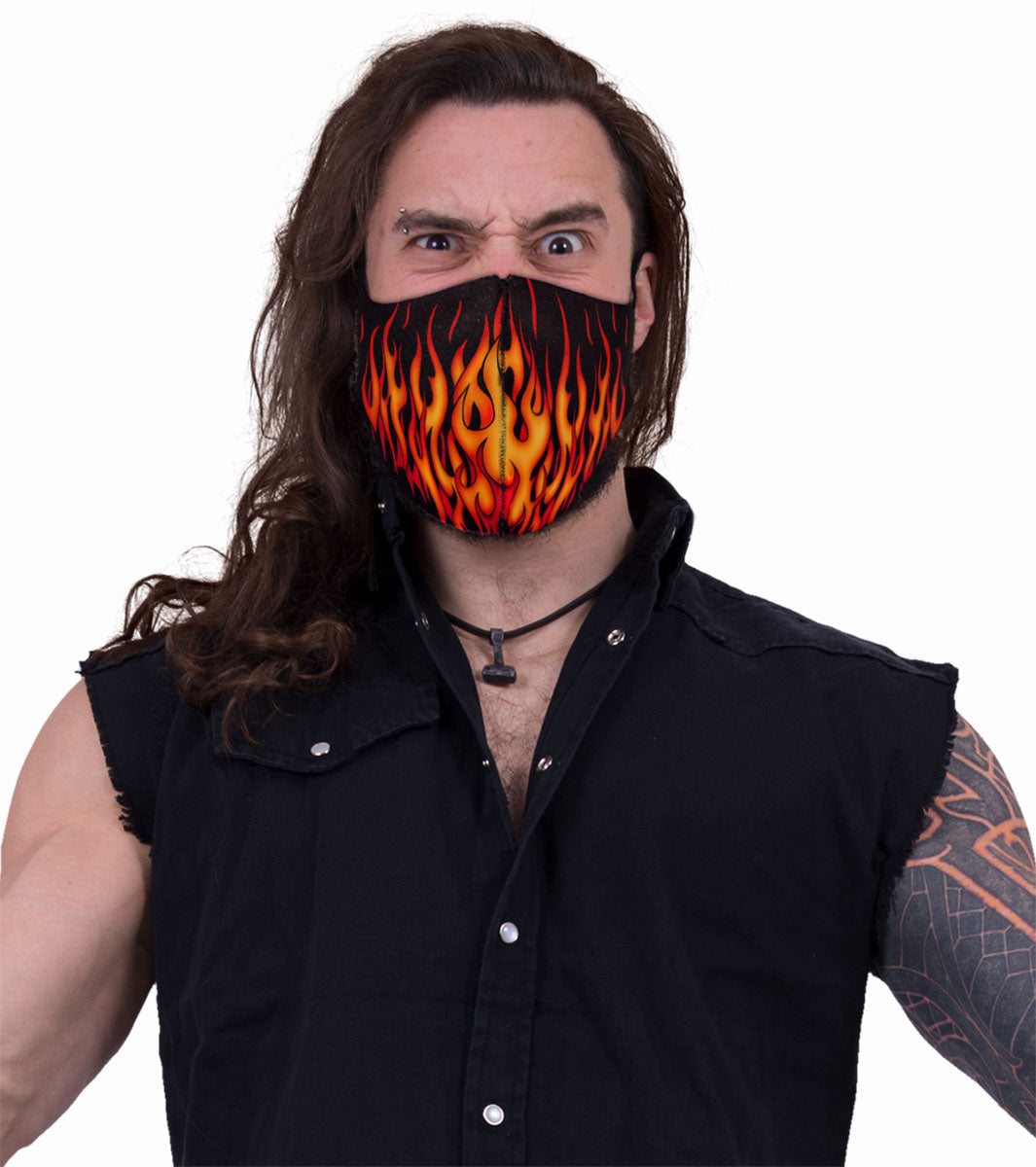 Tribal Flames Face Mask (Spiral)