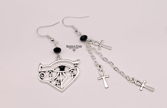 Eye Of Horus Ankh Mismatched Earrings
