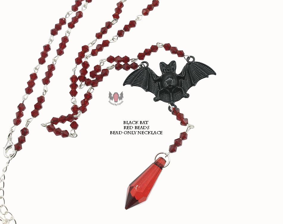 Vampire Bat Gothic Beaded Long Rosary Necklace