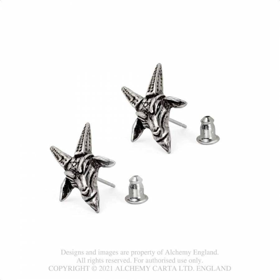 Baphomet Stud Earrings E449 Alchemy Gothic