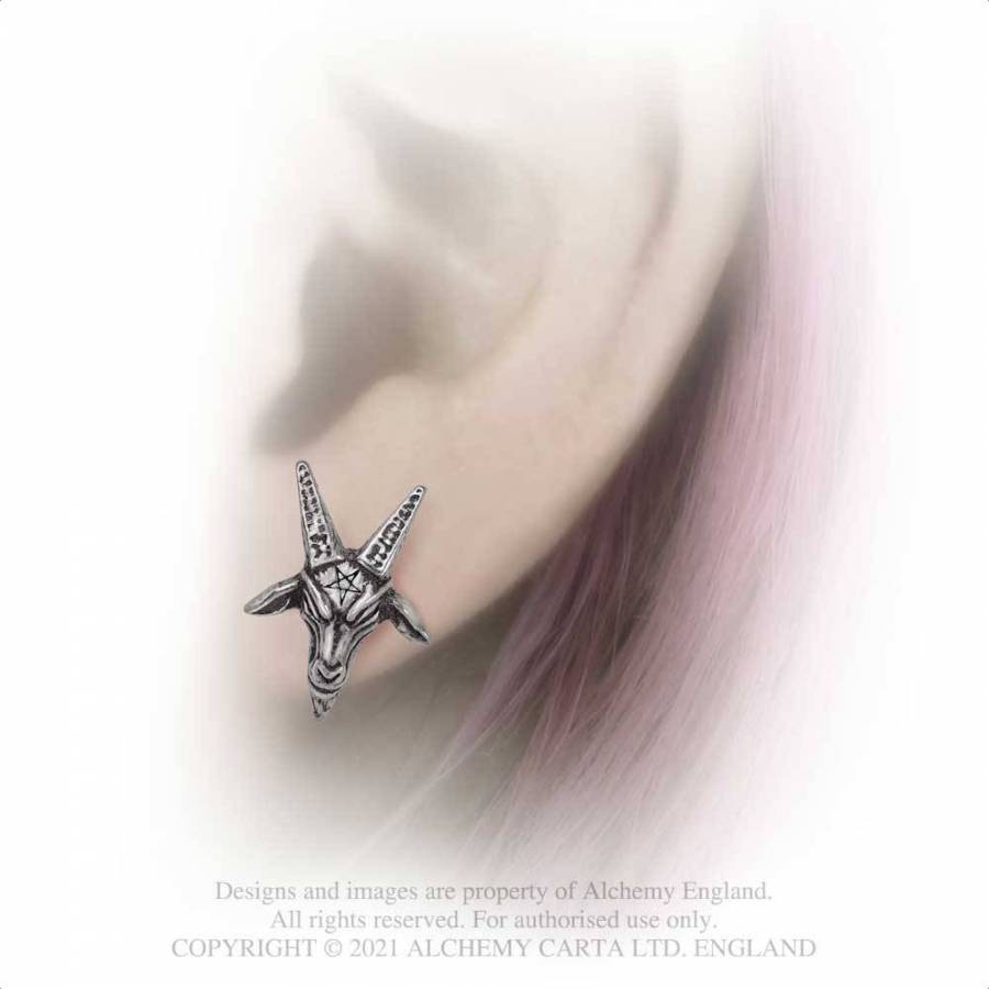 Baphomet Stud Earrings E449 Alchemy Gothic