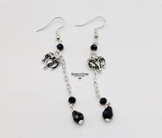 Gothic Baphomet Long Earrings