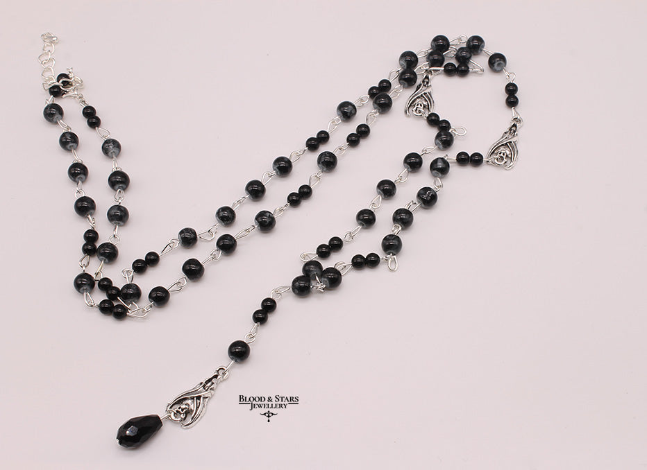 Vampire Bat Beaded Rosary Necklace
