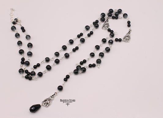 Vampire Bat Beaded Rosary Necklace