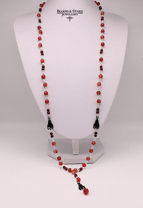 Vampire Bat Beaded Rosary Necklace
