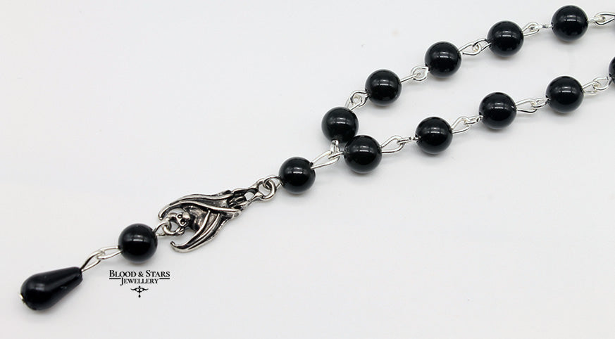 Bat Wing Long Rosary Necklace