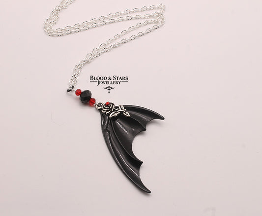 Vampire Bat Wing Gothic Rose Necklace