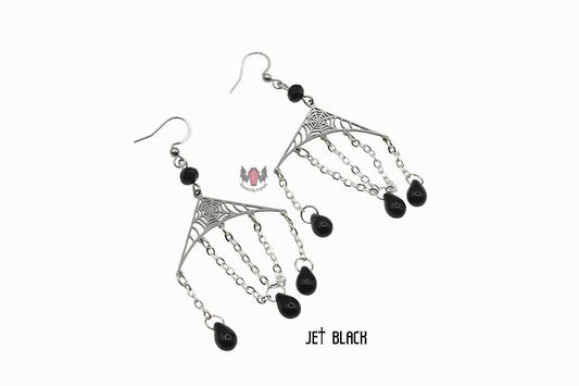Gothic Spiderweb Dropper Earrings