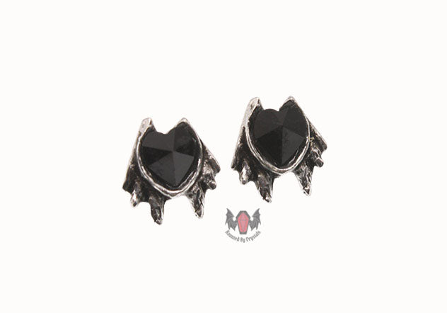 Black Heart Studs Earrings E208 Alchemy Gothic