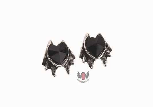 Black Heart Studs Earrings E208 Alchemy Gothic