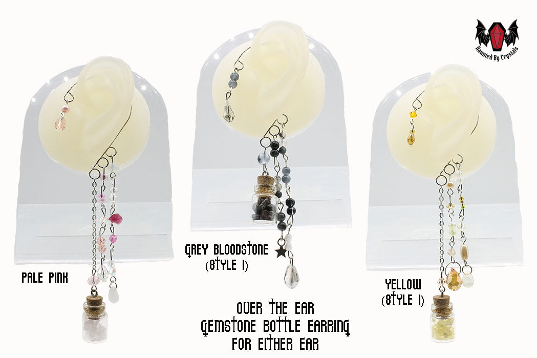 Gothic Over Ear Gem Bottle Mini Earring (Red, Black, Yellow, Purple, Grey, Multi)