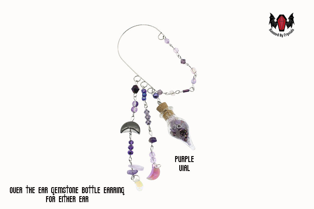 Gothic Over Ear Gem Bottle Mini Earring (Red, Black, Yellow, Purple, Grey, Multi)