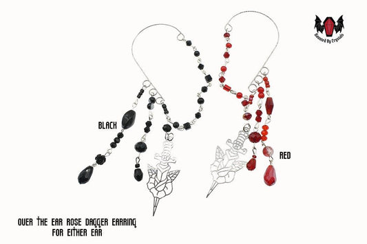 Gothic Rose Dagger Over Ear Earring