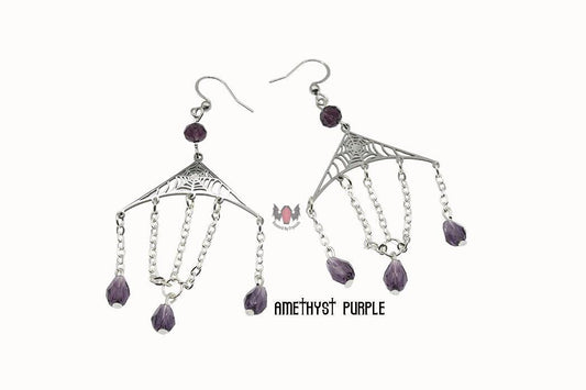 Gothic Spiderweb Dropper Earrings