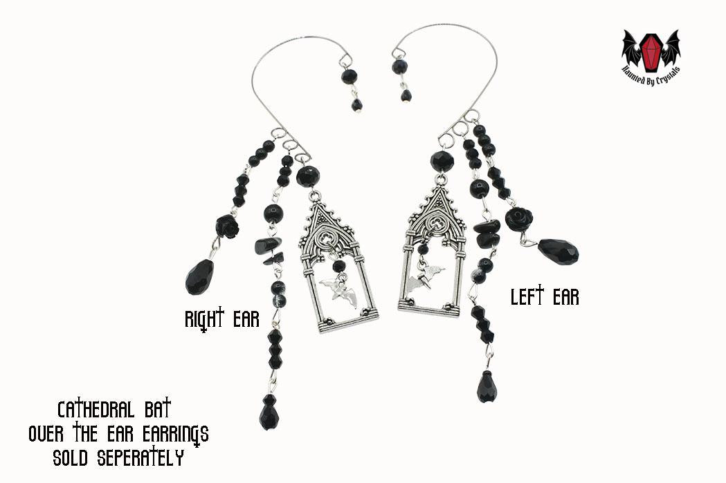 Gothic Cathedral Frame Bat Over Ear Earring