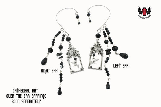 Gothic Cathedral Frame Bat Over Ear Earring