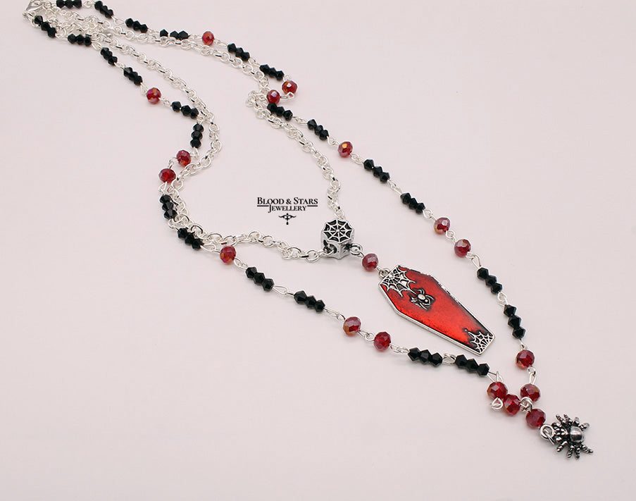 Spider Coffin Beaded Two Layered Necklace