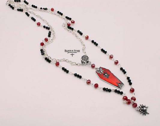 Spider Coffin Beaded Two Layered Necklace