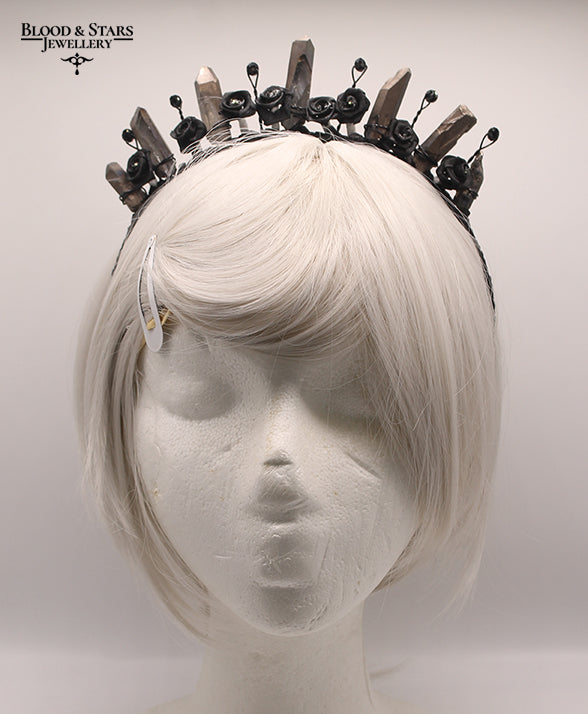 Gothic Crystal Crown Rose Headband