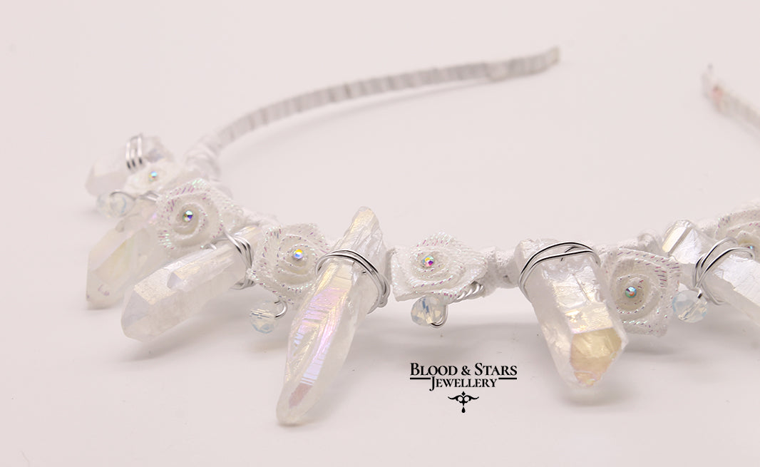 Gothic Crystal Crown Rose Headband