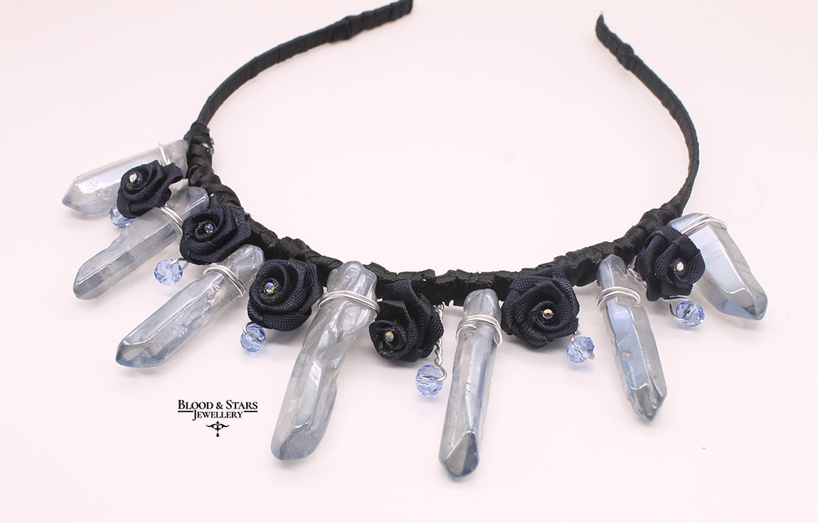 Gothic Crystal Crown Rose Headband