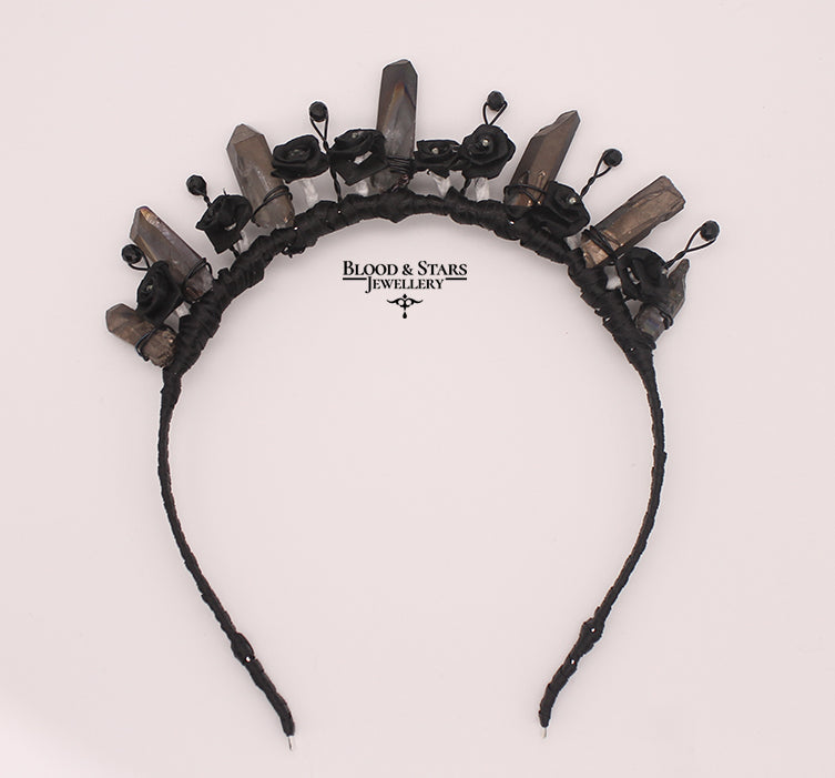 Gothic Crystal Crown Rose Headband