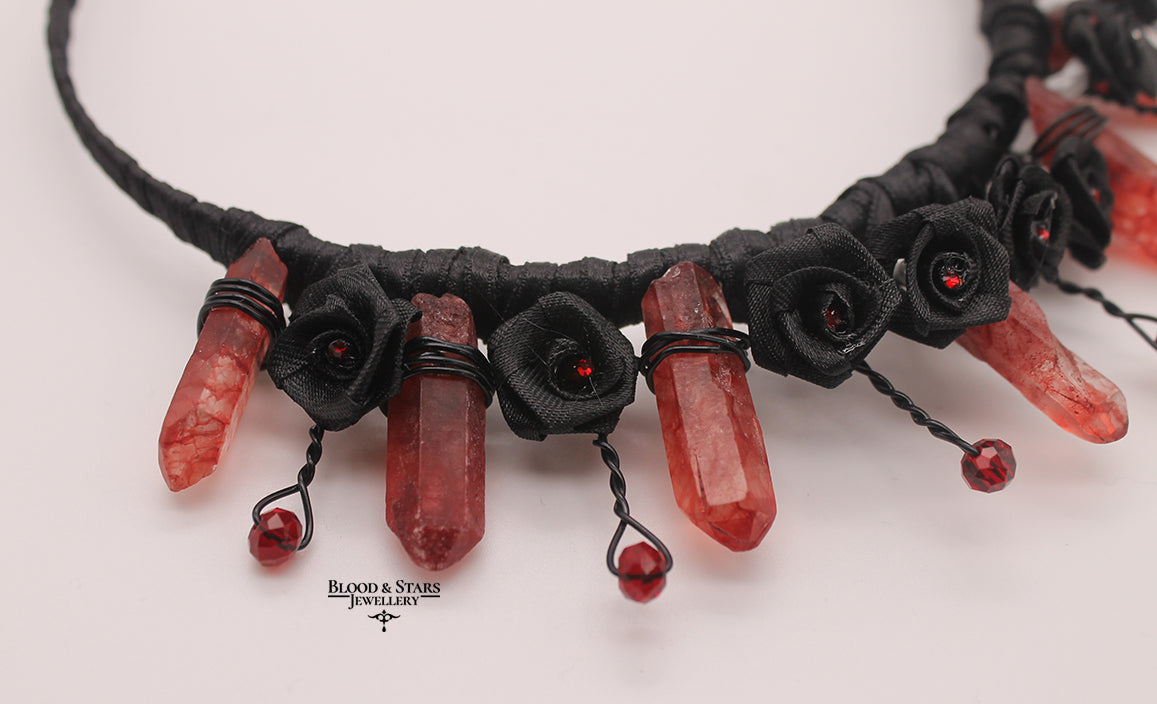 Gothic Crystal Crown Rose Headband