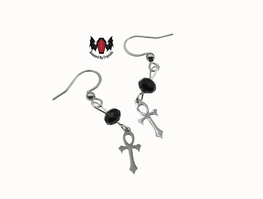 Gothic Ankh Mini Earrings