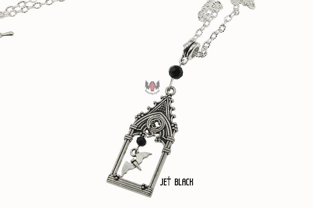 Gothic Cathedral Frame Bat Necklace