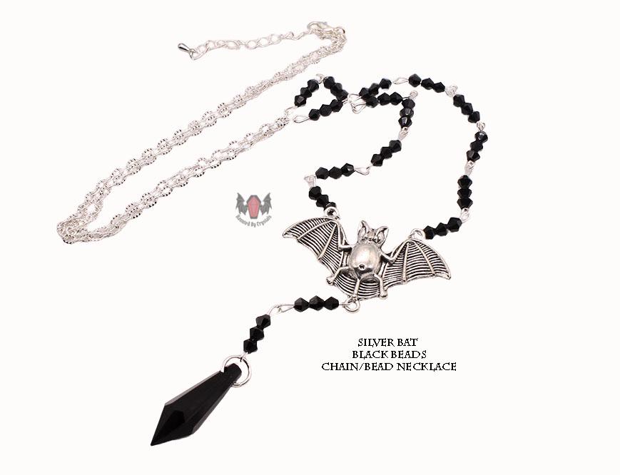 Vampire Bat Gothic Beaded Long Rosary Necklace