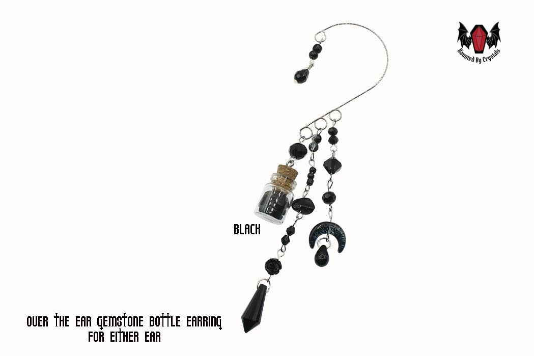 Gothic Over Ear Gem Bottle Mini Earring (Red, Black, Yellow, Purple, Grey, Multi)
