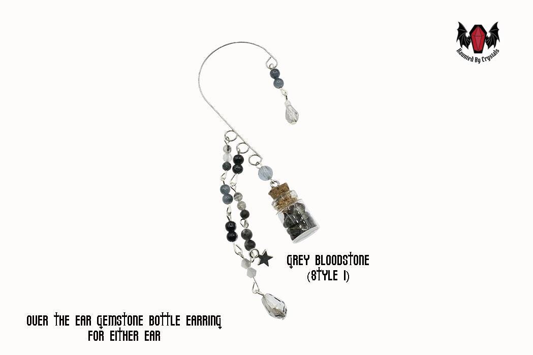 Gothic Over Ear Gem Bottle Mini Earring (Red, Black, Yellow, Purple, Grey, Multi)