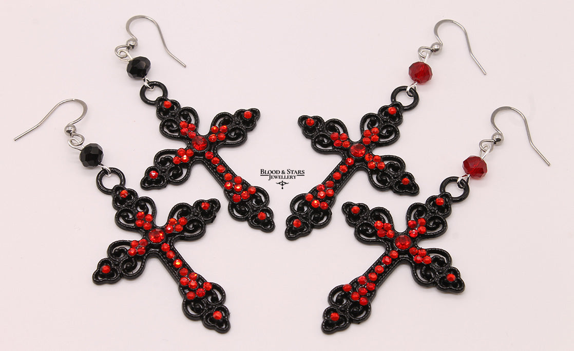 Gothic Large Cross Earrings