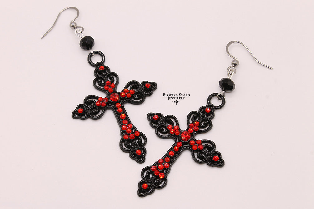 Gothic Large Cross Earrings