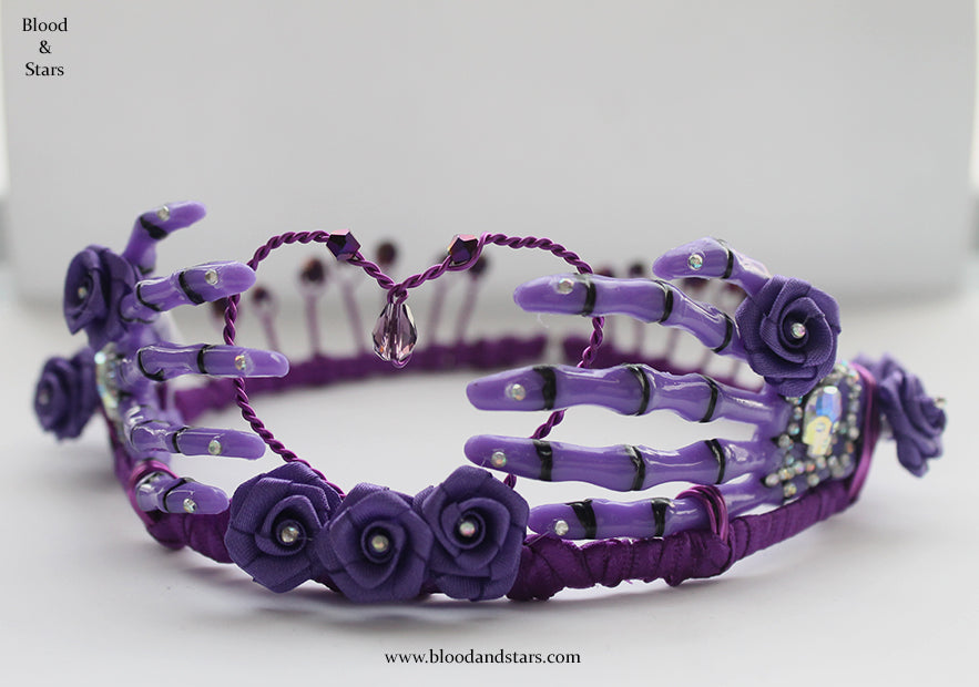 Gothic Rose Skeleton Bone Hand Tiara