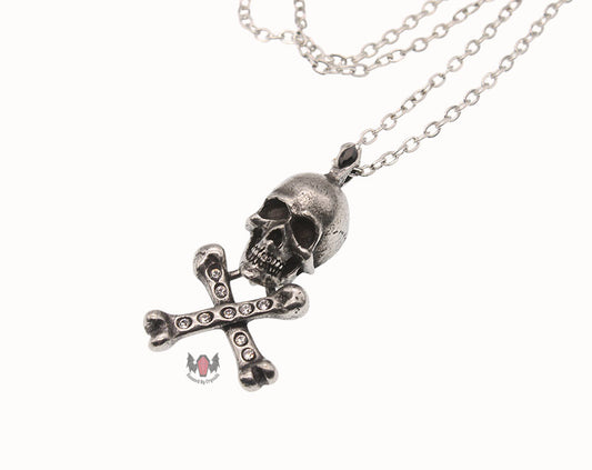 Skull & Bones Necklace P419 Alchemy Gothic