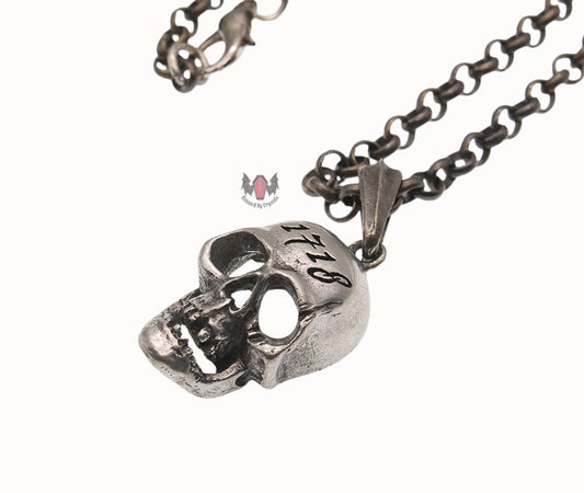 Skull Of Teach Necklace P480 Alchemy Gothic (Round Curb Chain)