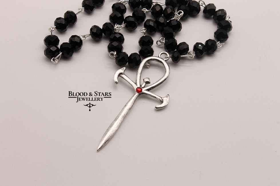 Vampire Ankh Beaded Necklace