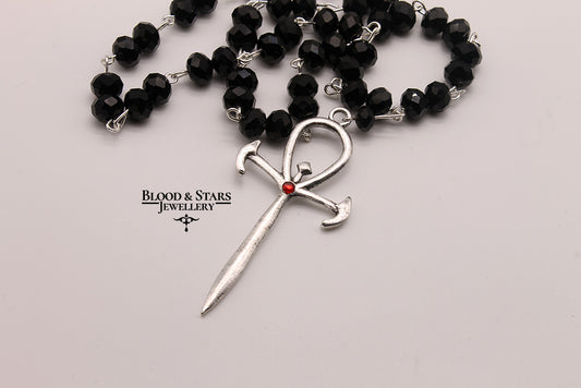 Vampire Ankh Beaded Necklace